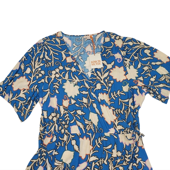 NWT Knox Rose Women's Wrap Front Dress Blue/Floral Size 2X - Picture 4 of 16